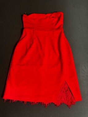 Lulu's Strapless Scarlet Lace-Trim Cocktail Dress